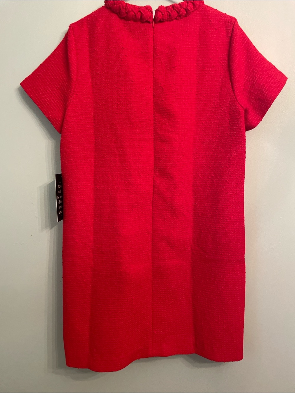 Tuckernuck Red Textured Short-Sleeve Shift Dress with Braided Trim - Picture 2 of 5